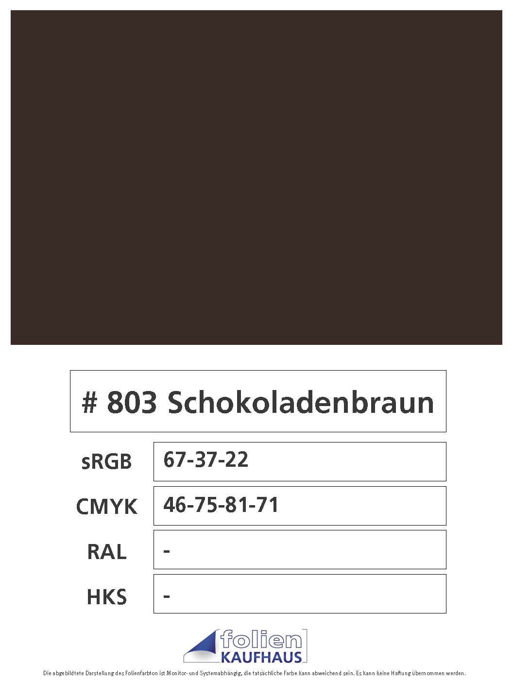 Oracal 751 - 803 Schokoladenbraun