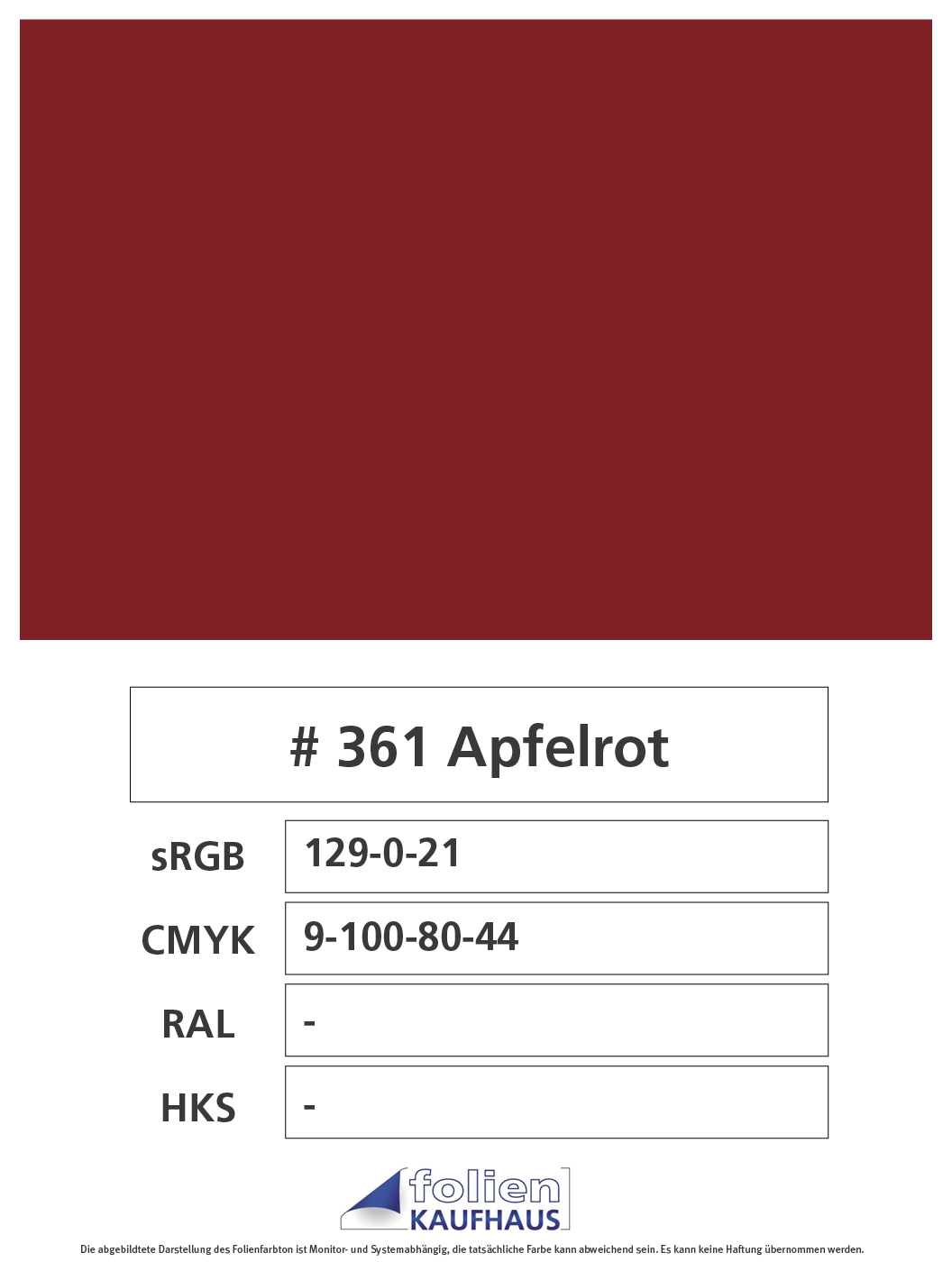 Oracal 751 - 361 Apfelrot