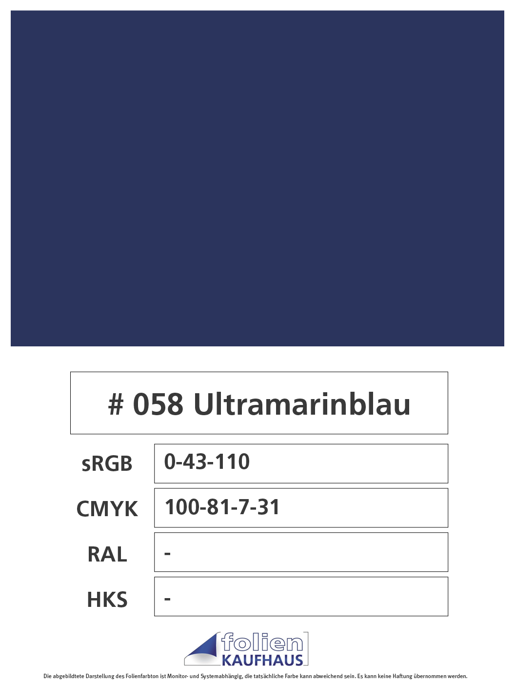 Oracal 751 - 058 Ultramarinblau