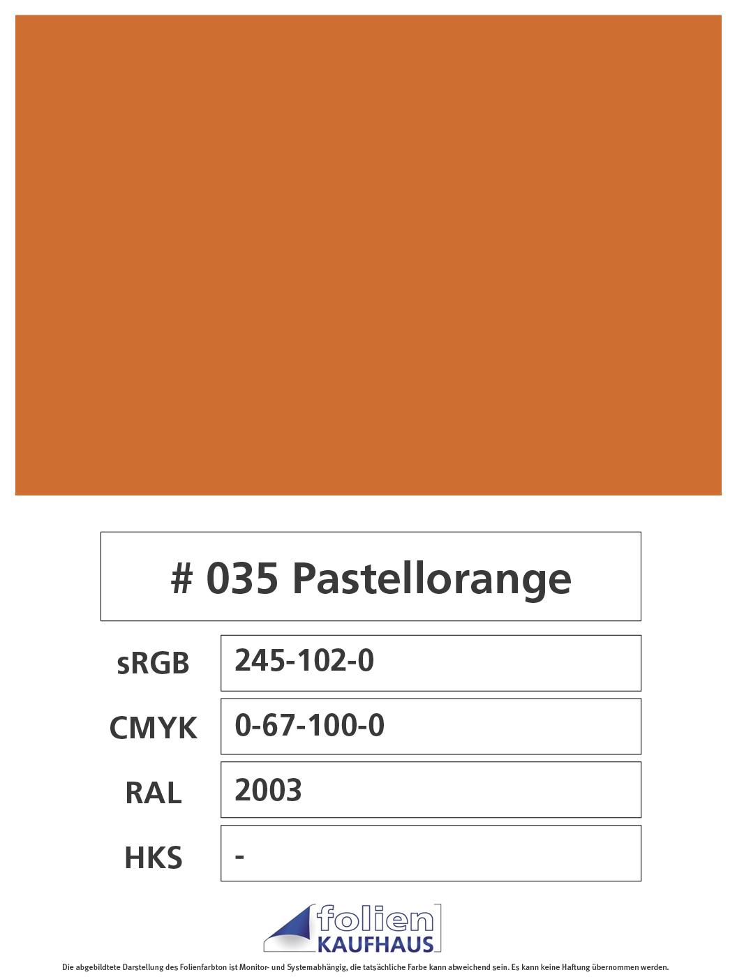 Oracal 751 - 035 Pastellorange