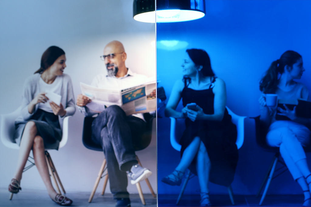 CDF Blue 30 - blau transparent / Innenverlegung ideal für Glastrennwände