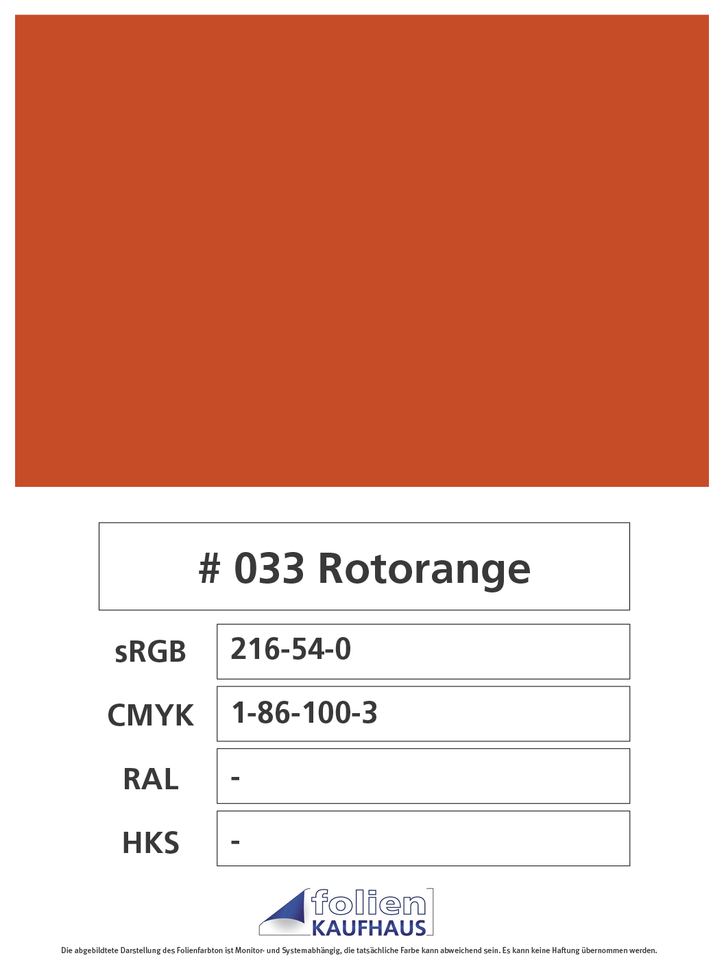 Oracal 751 - 033 Rotorange