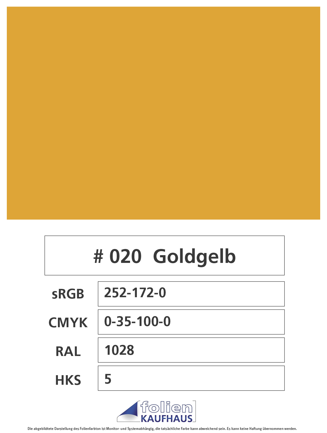 Oracal 751 - 020 Goldgelb