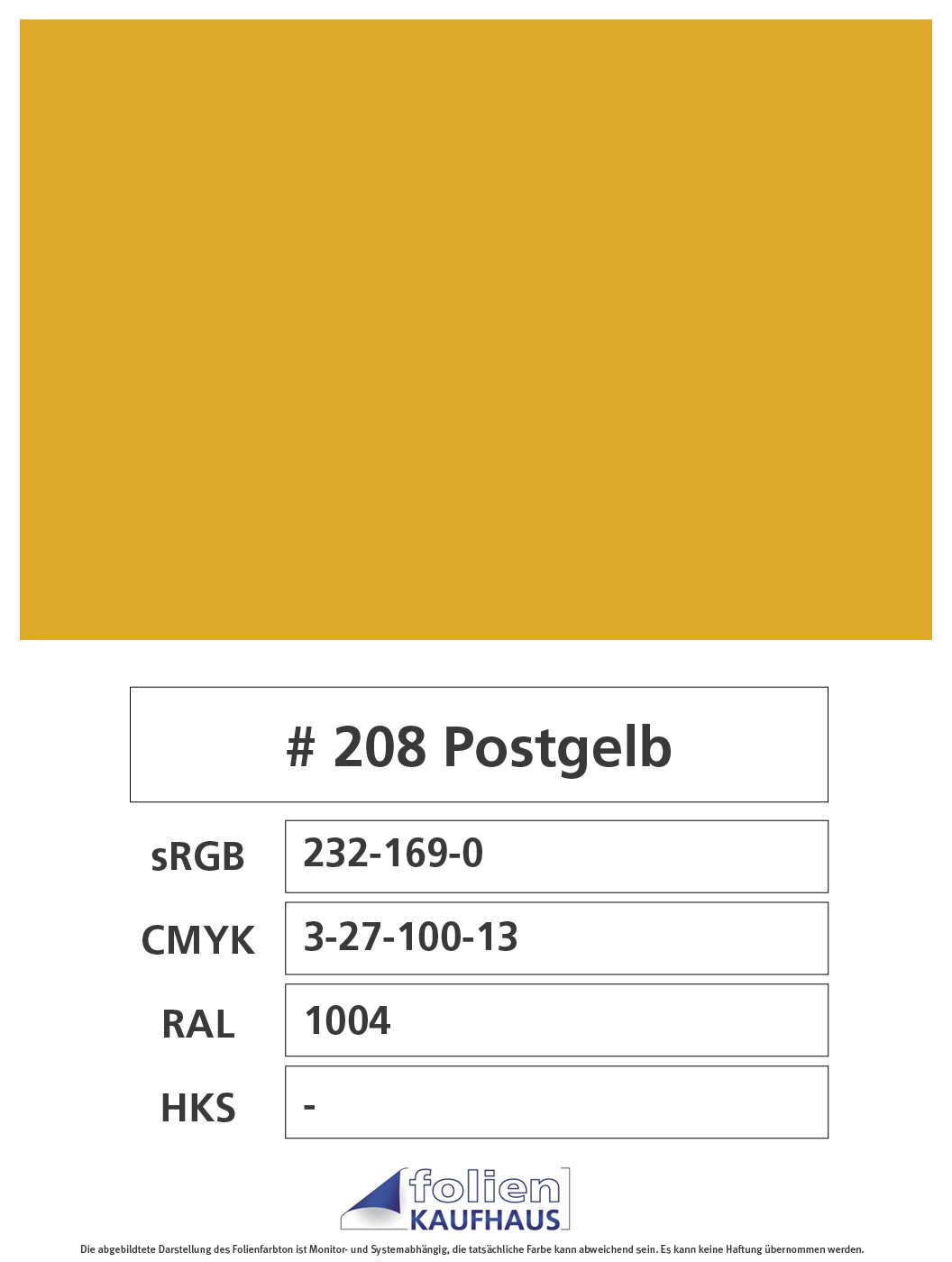 Oracal 751 - 208 Postgelb