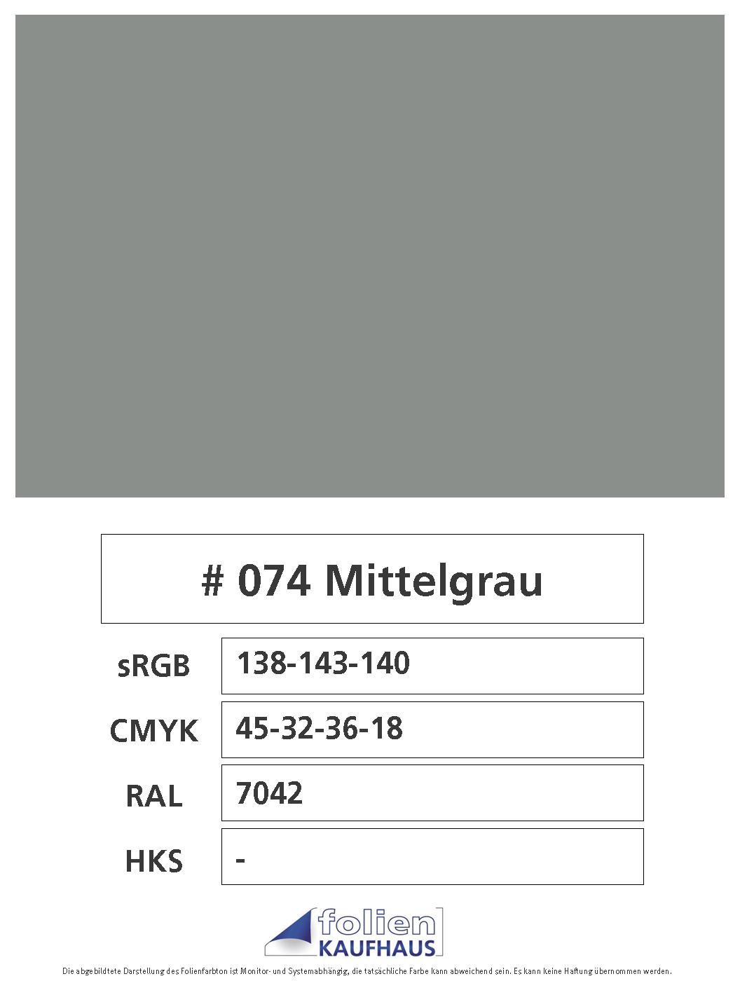 Oracal 751 - 074 Mittelgrau
