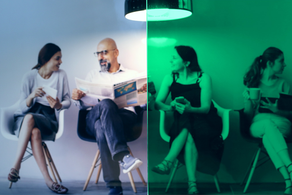 CDF Green 35 - grün transparent / Innenverlegung ideal für Glastrennwände