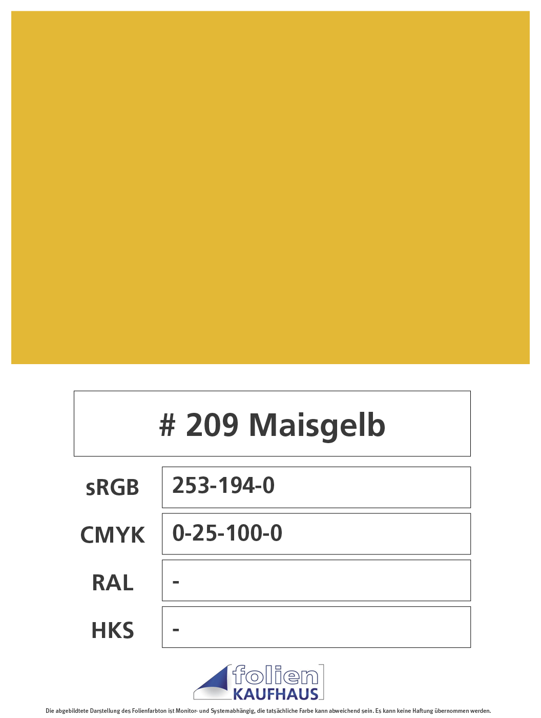 Oracal 751 - 209 Maisgelb