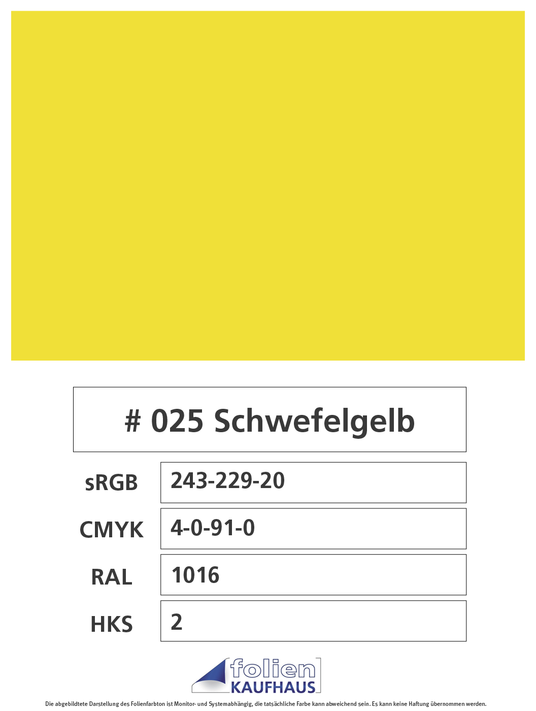 Oracal 751 - 025 Schwefelgelb